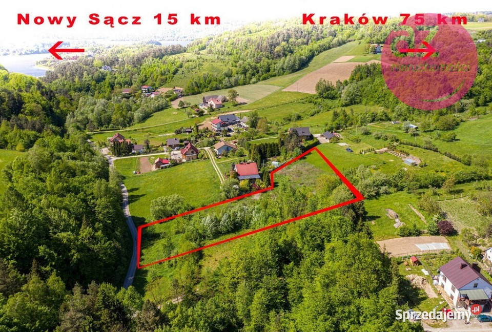 Budowlanorolna działka Jeziorem Rożnowskim budowlana