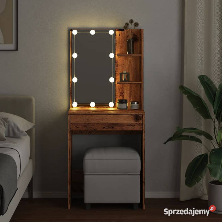 Toaletka z oświetleniem LED stare drewno