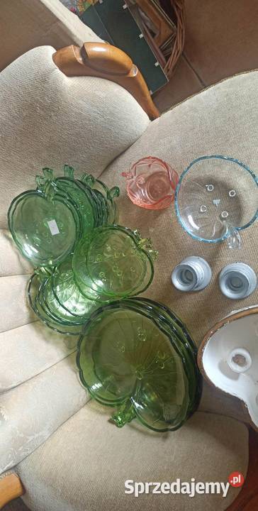 Miska owocarka uranowe szkło W kształcie l