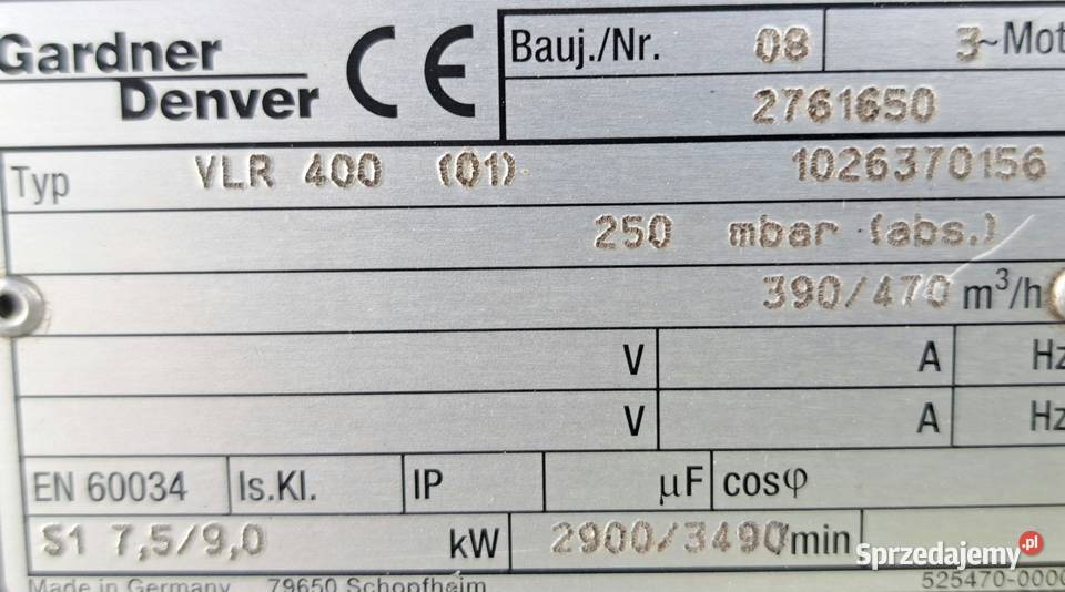 Pompa Próżniowa Gardner Denver VLR 400