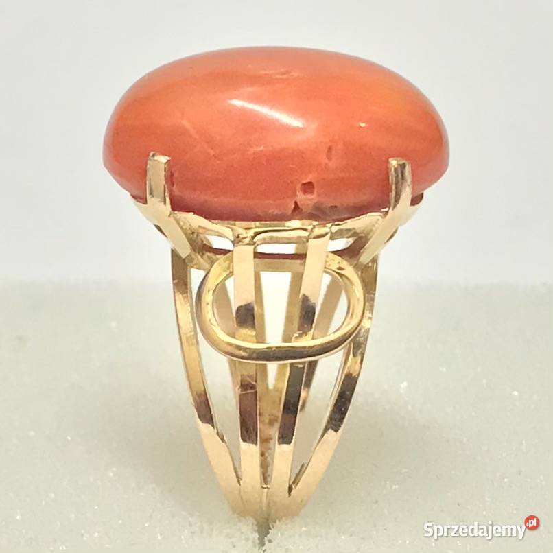 Złoty PIERŚCIONEK z KORALEM 750 18K egipski Warszawa sprzedam