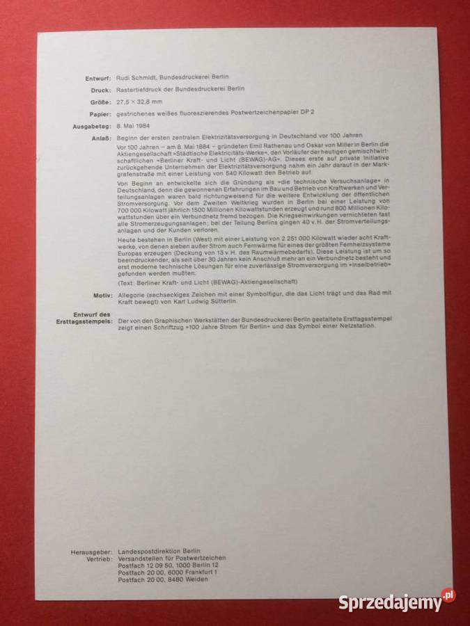 556 Niemiecki Specjalny Znaczek Pocztowy Filatelistyka Szczecin