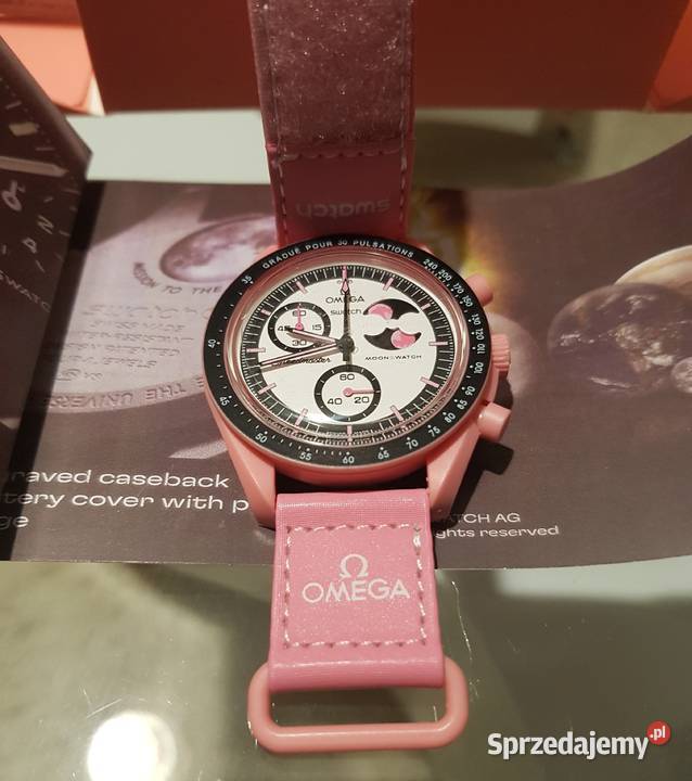 Zegarek nareczny Omega mission to the moon PINK Milicz