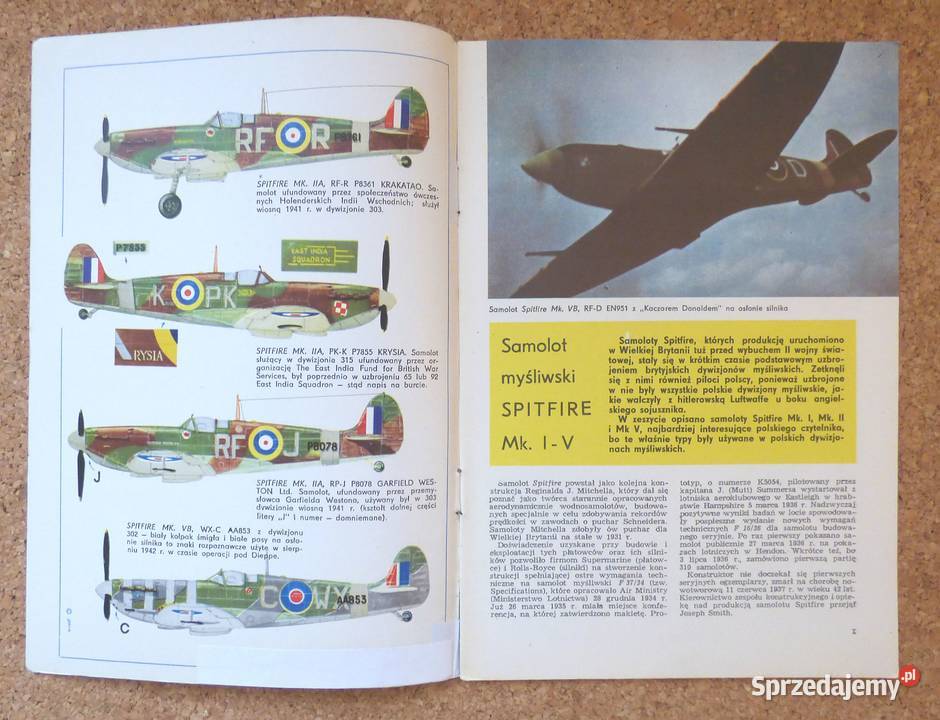 W Chołoniewski Samolot myśliwski Spitfire Mk IV sprzedam