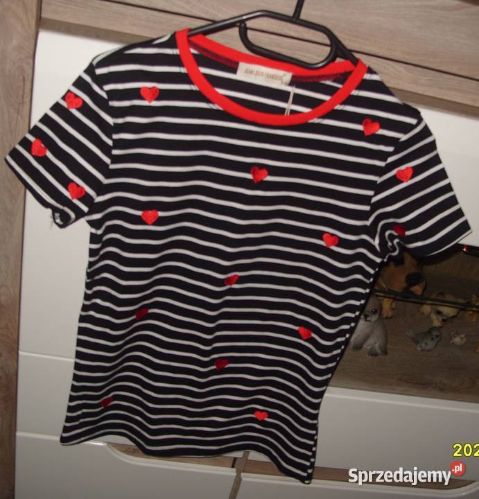 Bawełniany Tshirt paseczki i serduszka r SM Rawicz