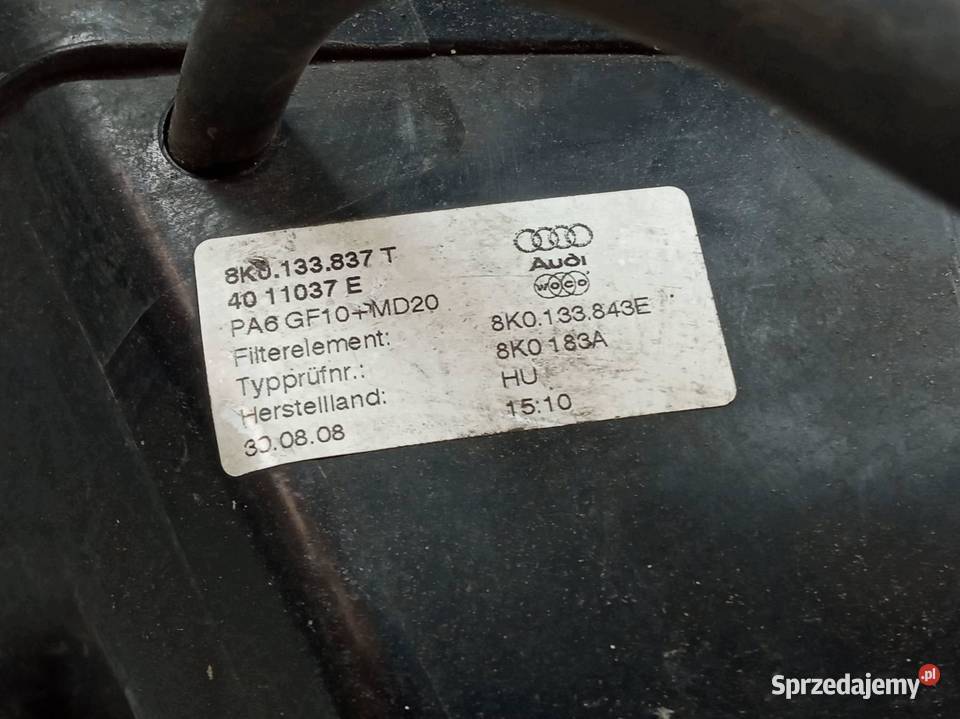 OBUDOWA FILTRA POWIETRZA 8K0133837T Audi A4 IV Rok produkcji 2008