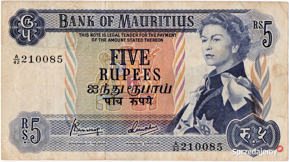 MAURITIUS 19675 rupiiP30 VF wysyłka Numizmatyka pomorskie Człuchów sprzedam