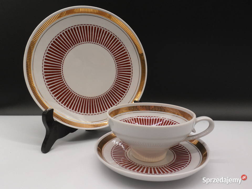 Zestaw śniadaniowy trio porcelana Weisswasser Antyki, Sztuka, Kolekcje Raszków