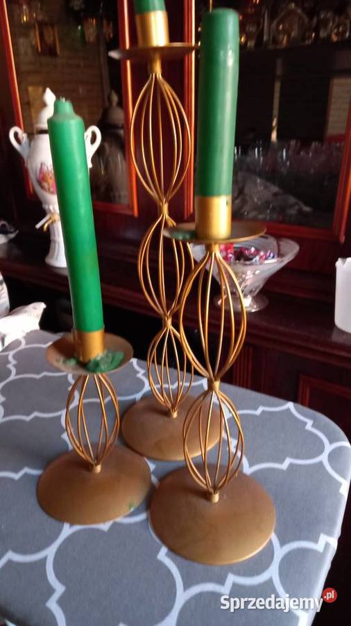3 świeczniki mosiężny drut mazowieckie Warszawa sprzedam