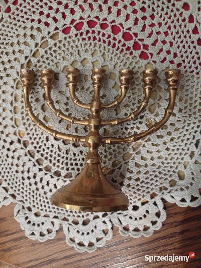 Menora podróżna sygnowana Mosiądz wielkopolskie Poznań