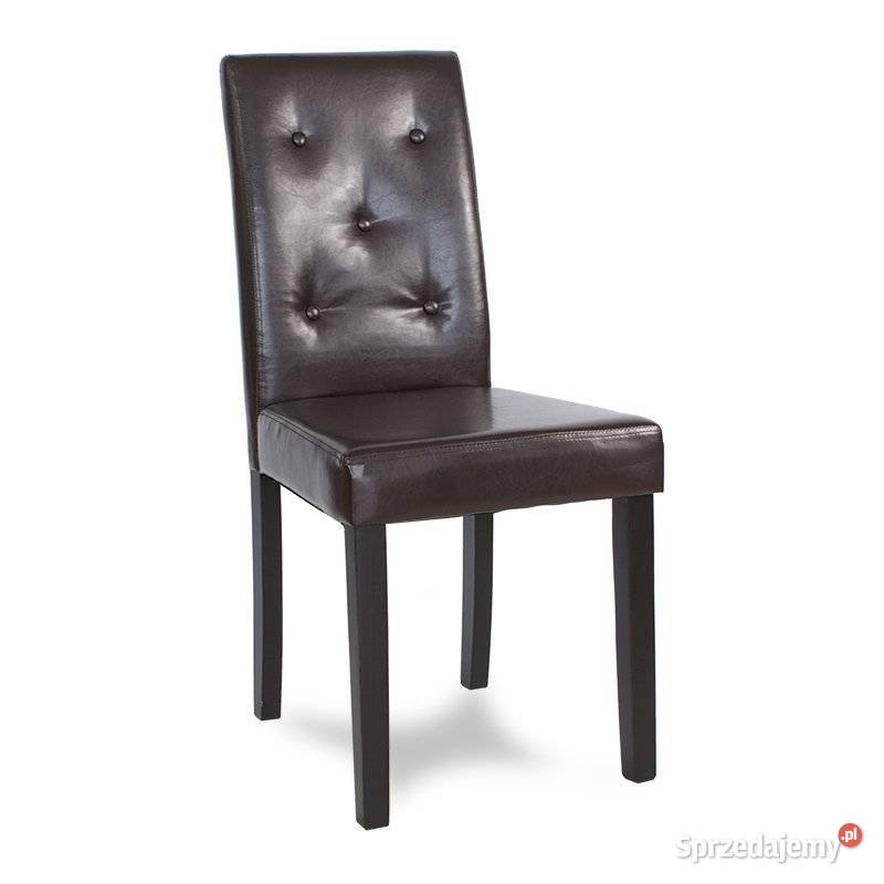 krzesło tapicerowane brązowe pikowane  z eko-skóry