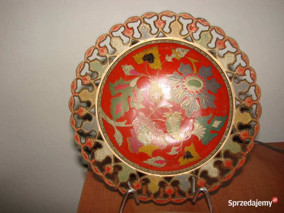 mosiężna ażurowa miska talerz Pruszcz Gdański