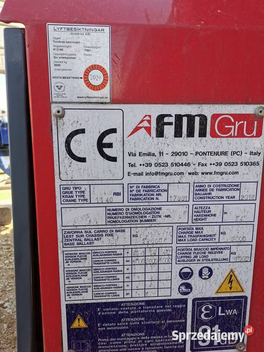 Żuraw szybko montujący Potain FMGRU 1140 RBI Dźwigi, podnośniki Ligota Piękna sprzedam