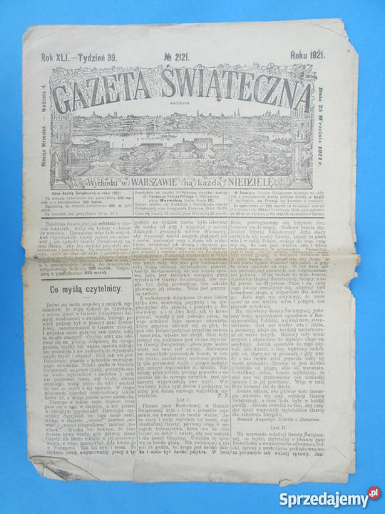 28 Gazeta Świąteczna wydania 1921 Bezpłatna Antykwariat Skierbieszów