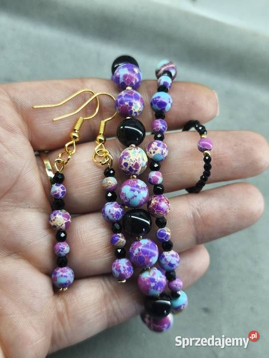 Zestaw biżuterii jaspis cesarski hematyt Sokołów Podlaski sprzedam