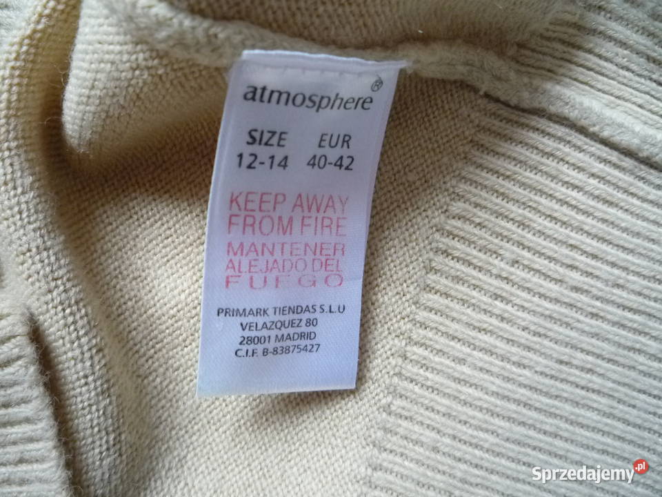Atmosphere 36S 38M Beżowy Sweter w serek Szczecin