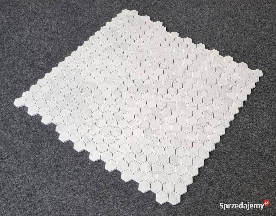 MOZAIKA MARMUROWA BIANCO CARRARA HEXAGON MATOWA Bielawa