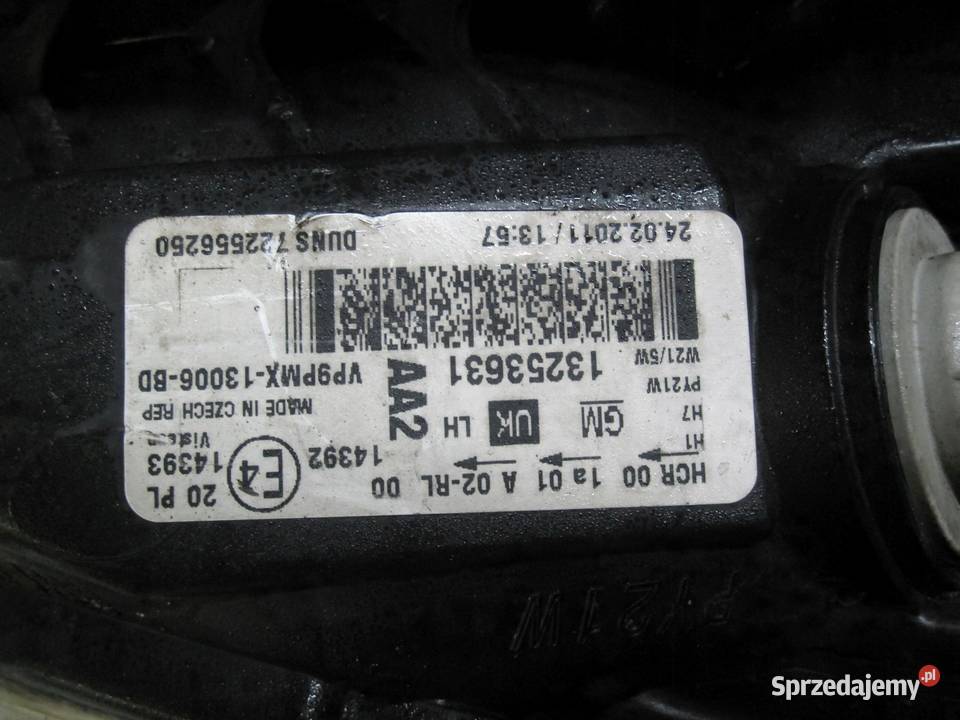 MERIVA B 11r lampa lewy przód 13253631 722556250 osobowe sprzedam