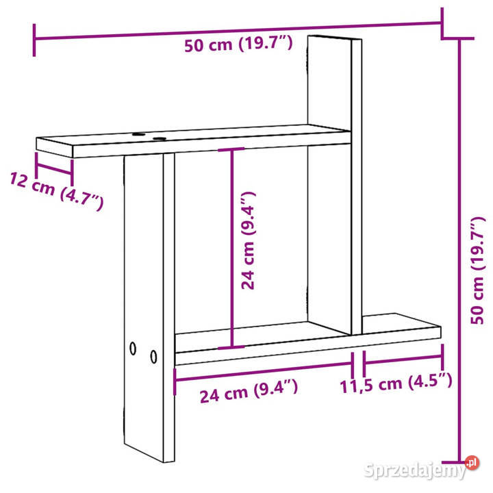 Półki ścienne 2 czarne 50x12x50 WM853255 Warszawa