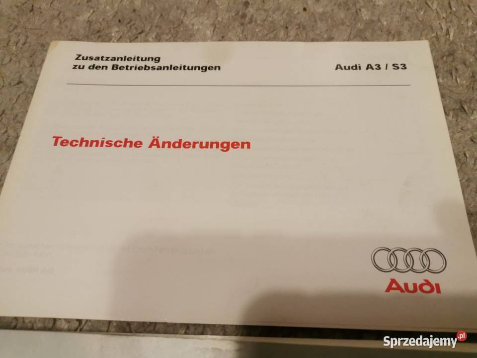 Książka serwisowa INSTRUKCJA OBSŁUGI kpl Audi a3 Pionki