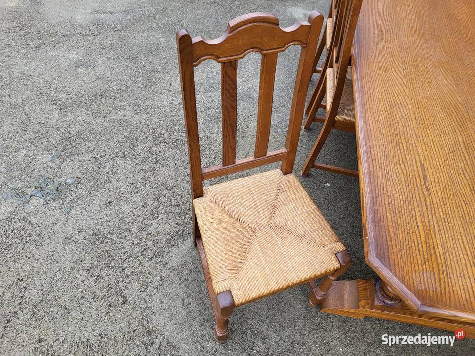 Ładny jasny zestaw dębowy stół z 6 krzesłami sprzedam