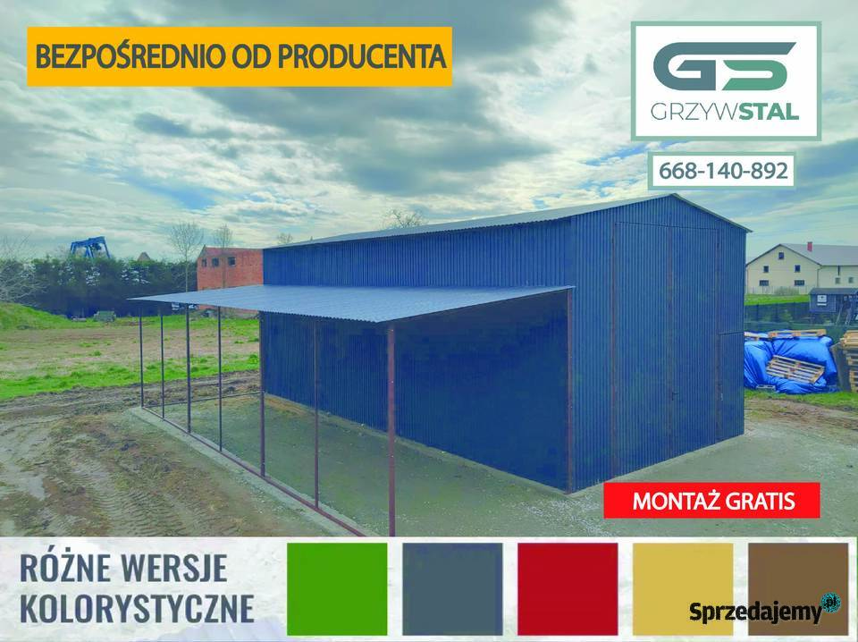Garaż blaszany Grafitowy Magazyn Hala Garaże Zielona Góra