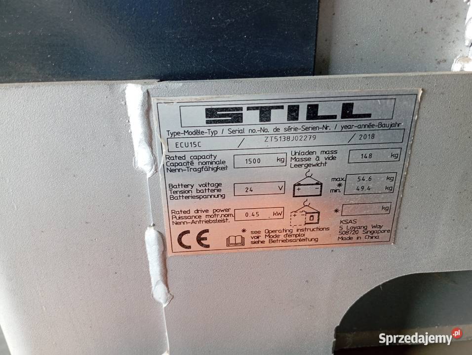 Wózek Paletowy STILL ECU 15C Still Wózki widłowe Warszawa