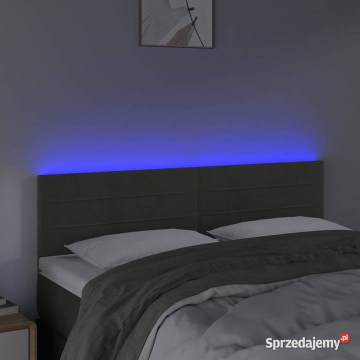Zagłówek do łóżka z LED ciemnoszary 144x5x7888