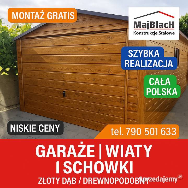Ładny Garaż Blaszany Drewnopodobny Montaż w Sprzedaż Pyrzyce