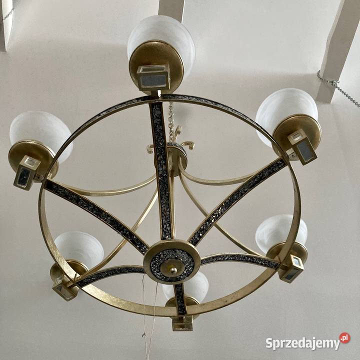 Oryginalny żyrandol z lusterkami mosiądz Opole