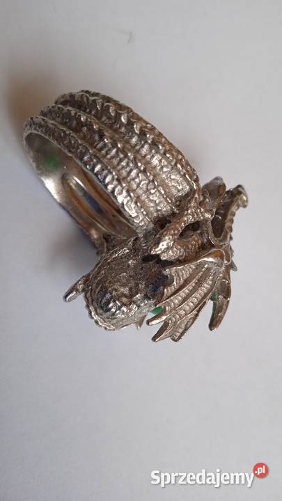 Pierścień z głową smoka sygnet Warszawa