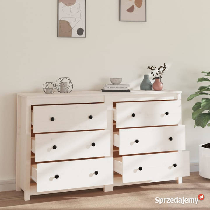 Komoda biała 140x35x80 drewno sosnowe WM3114080 Warszawa