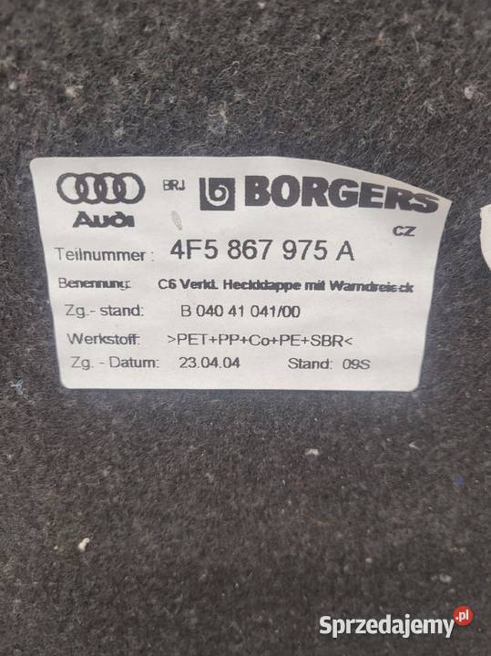 TAPICERKA KLAPY TYŁ AUDI A6 C6 SEDAN 4F5867975A śląskie Przystajń