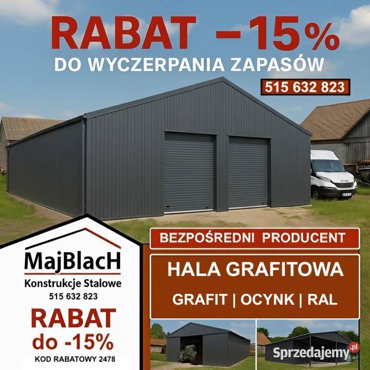 A96Duży Długi Grafitowy Garaż Blaszany Częstochowa