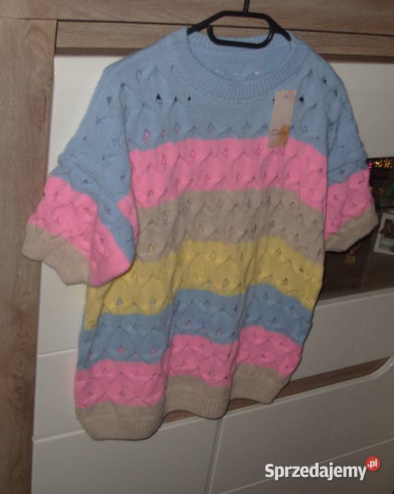 Multi kolorowy sweterek krótki rękaw ML Rawicz