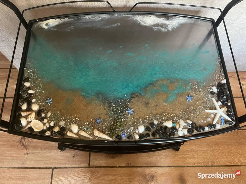 Barek stolik z żywicą z motywem morskim łódzkie