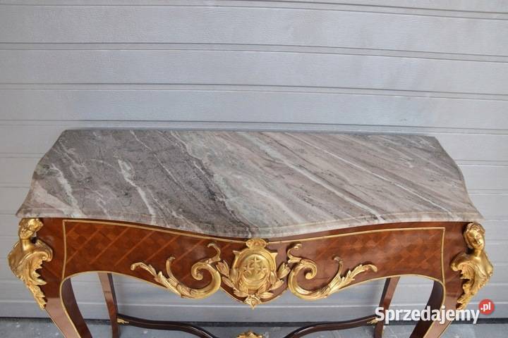 Drewniana Brązowa Konsola pod Ścianę Prezent Porcelana i szkło małopolskie Kraków