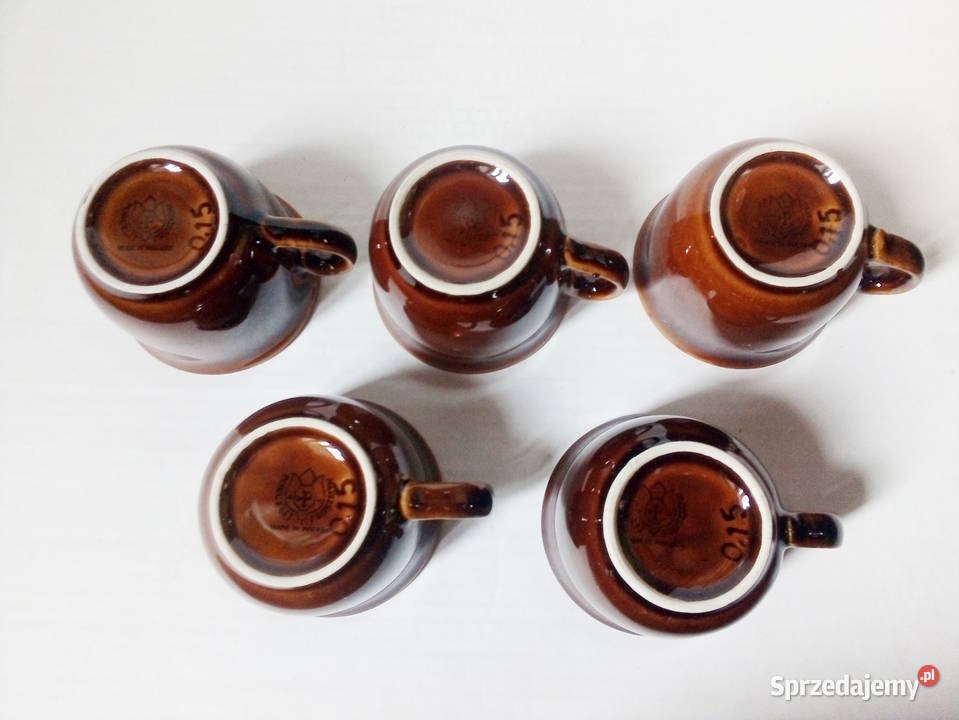 5 filiżanek Pruszków porcelit vintage PRL Częstochowa