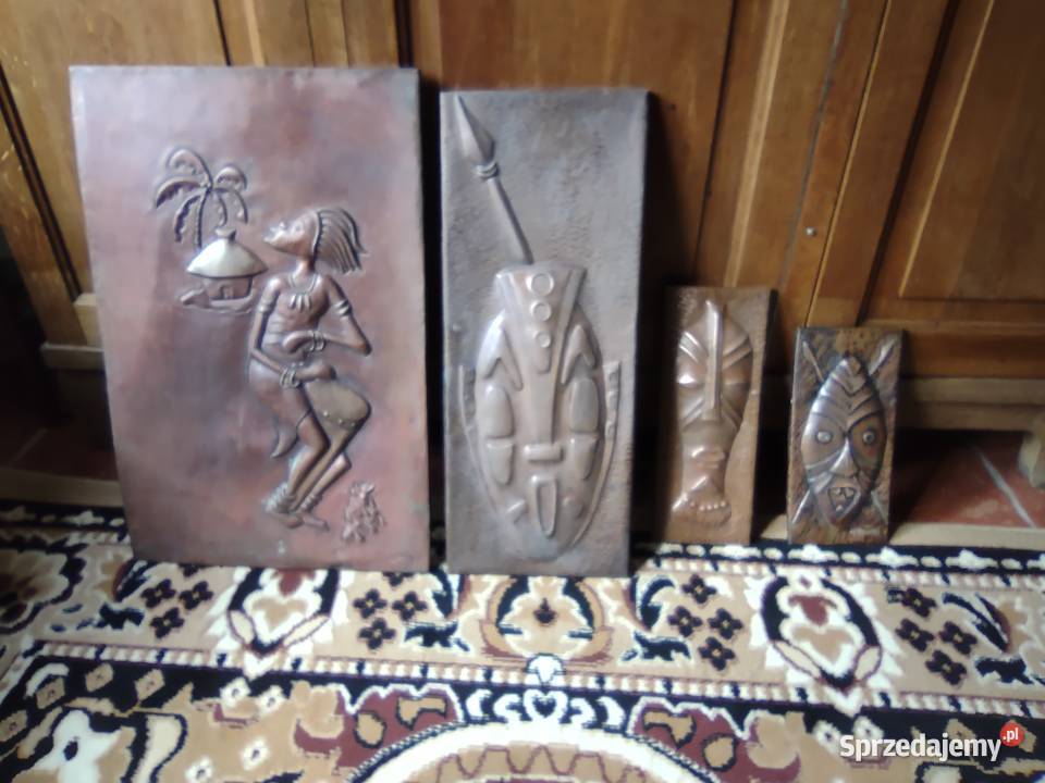 Sztuka Afryki miedzioryt rękodzieło 2 Antyki, Sztuka, Kolekcje Gniezno