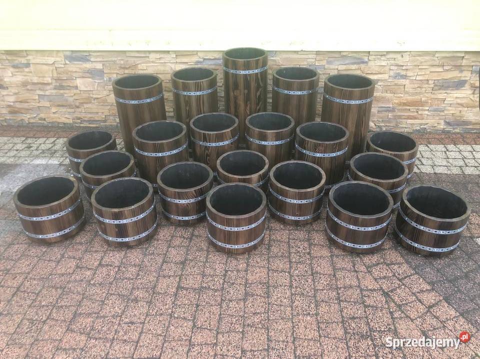 Doniczka drewniana okrągła donica ozdobna Dębica