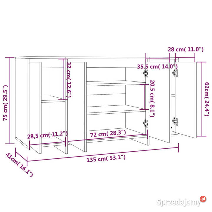 Szafka biała połysk 135x41x75 materiał Warszawa