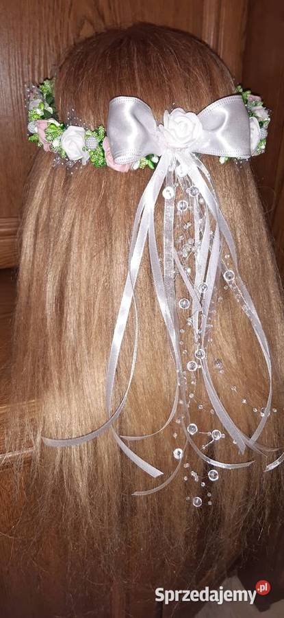 Wianek komunijny biało zielono brzoskwiniowy Borów sprzedam