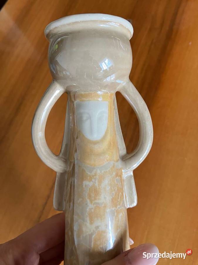 Świecznik beżowy porcelana PRL retro dzban sprzedam