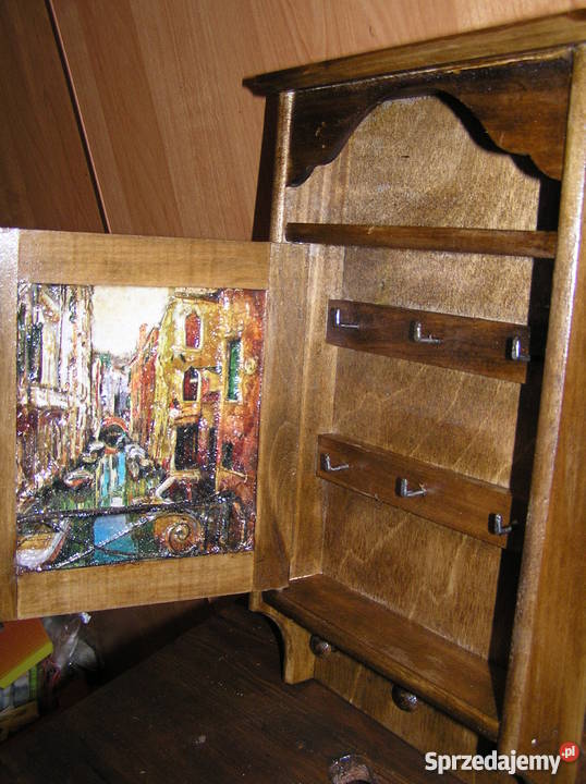 Szafka skrzyneczka na klucze decoupage 3D rękodz Dekoracje i ozdoby Słupsk