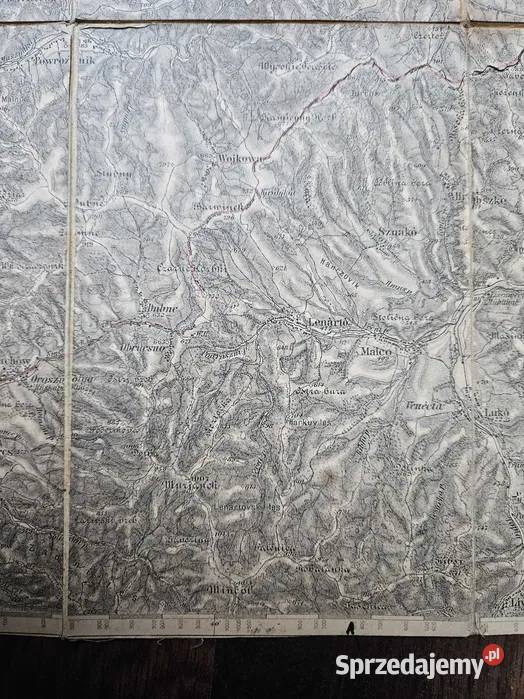 Przedwojenna mapa BartfeldMuszyna 175000 Olsztyn