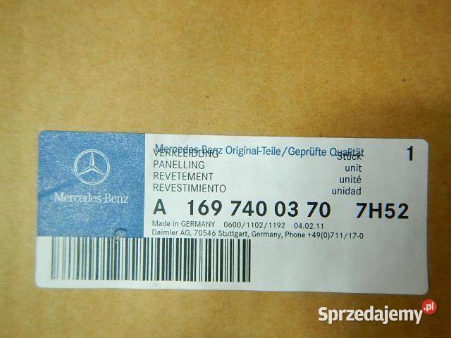 OSŁONA KLAPY LEWY TYŁ MERCEDES W169 ORYGINAŁ osobowe