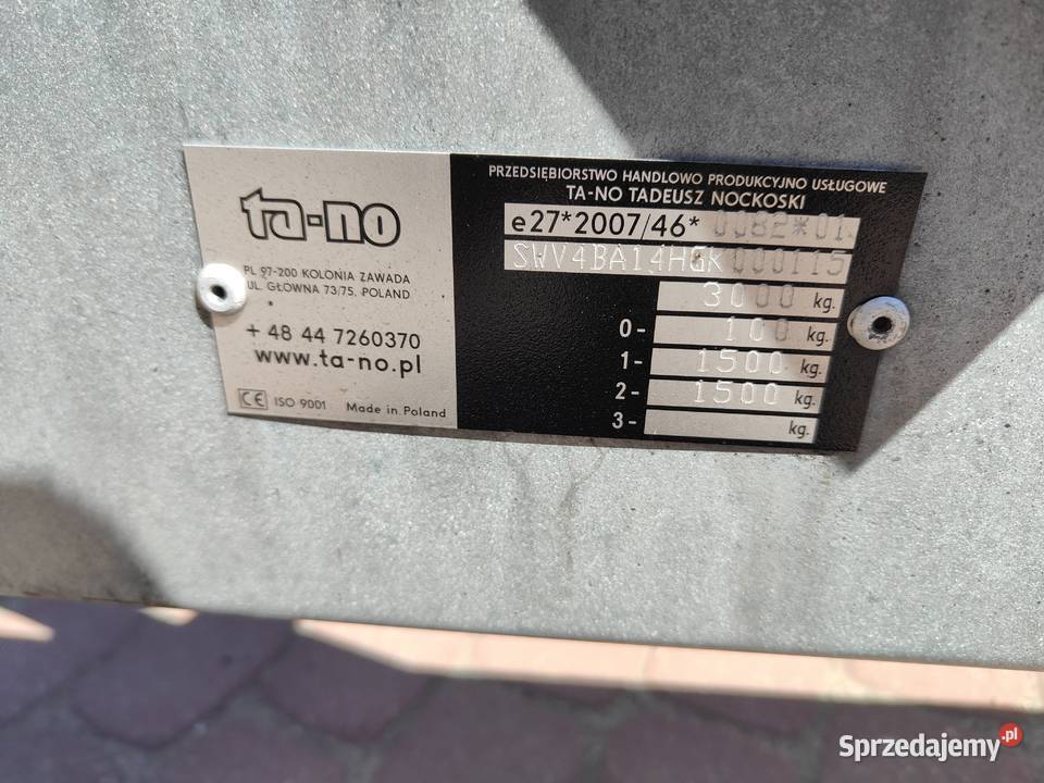 Laweta przyczepa dmc 3000 TANO 45m x 21m Wielton Radom