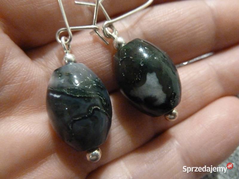 kolczyki srebrne z kamieniem mazowieckie