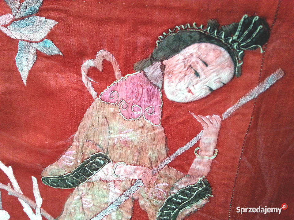 UNIKAT org XIXwieczny panel z chińskim haftem z kujawsko-pomorskie Bydgoszcz