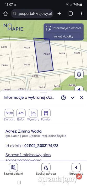 Zimna Woda działka 1364 arów projekt domu gotowy Grunty i działki